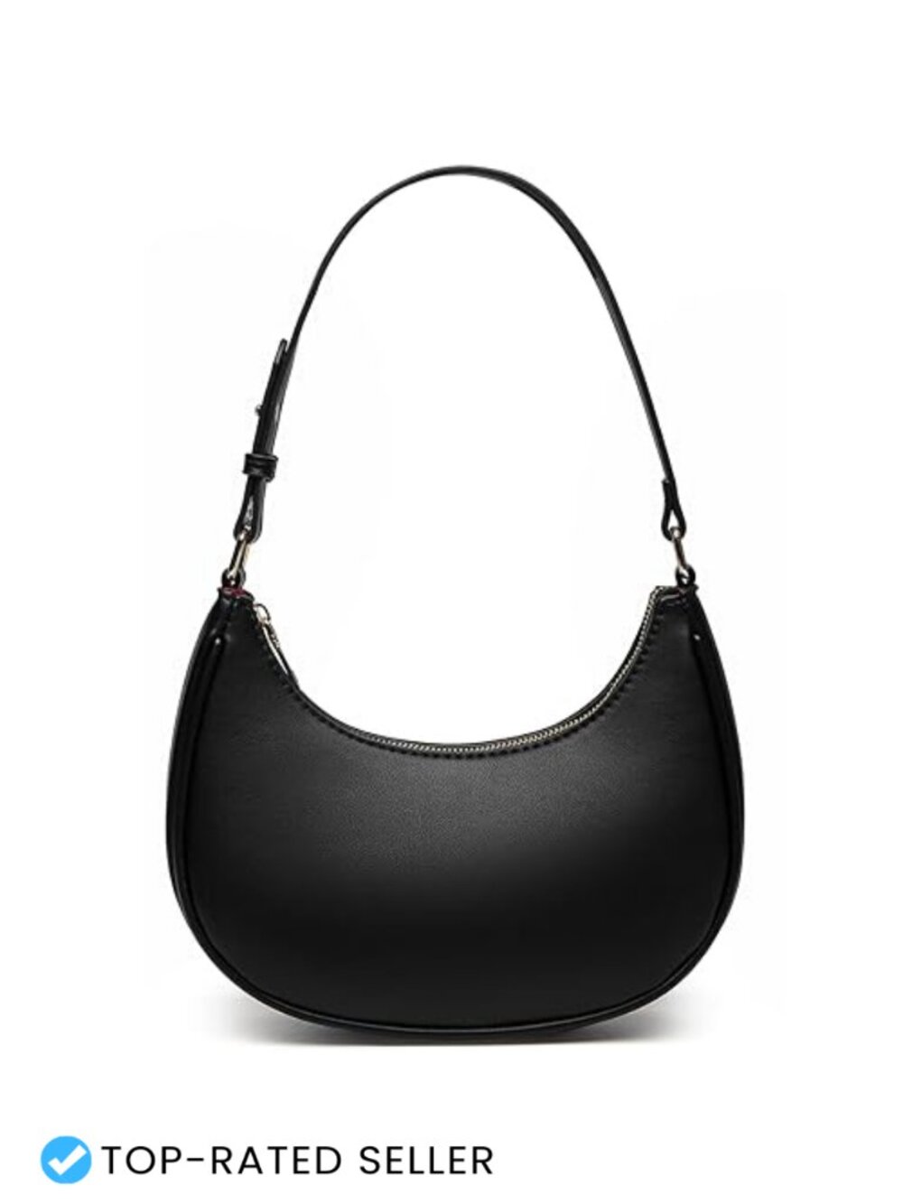 Small Crescent Shoulder Bag Clutch Vegan Leather Two Straps Trendy Y2K